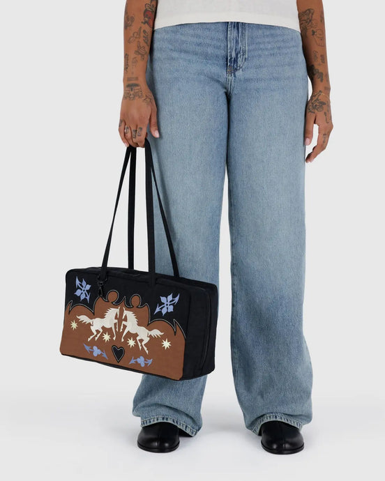 BAGGU Medium Nylon Bowler Bag, Western Appliqué