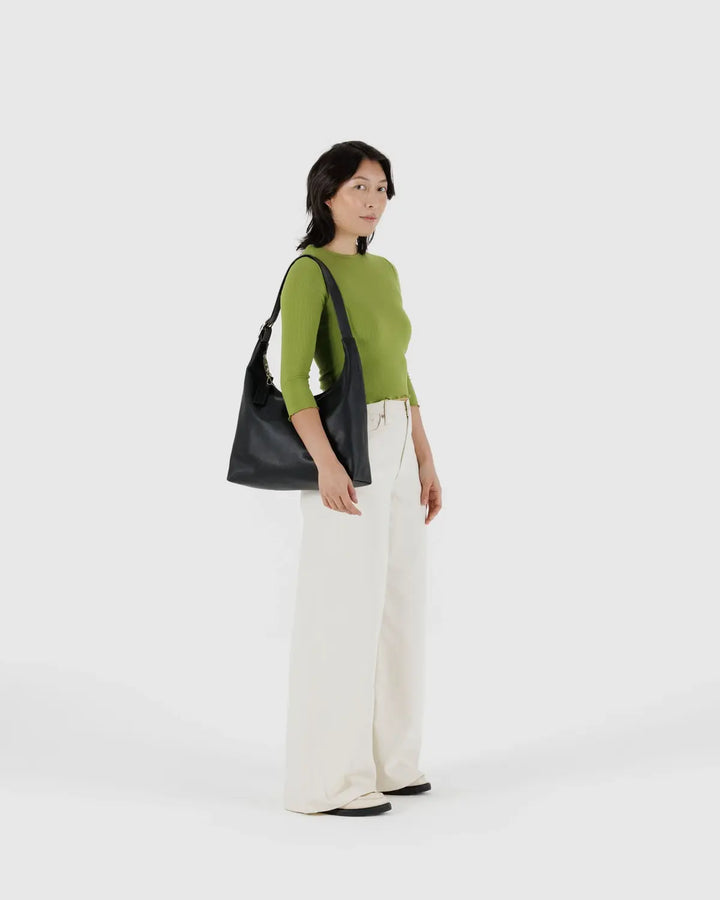 BAGGU Recycled Leather Shoulder Bag, Black