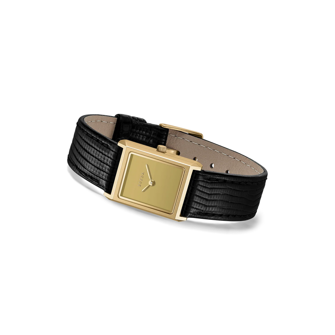 Breda - Virgil Watch, Black/Gold (Lizard Embossed)