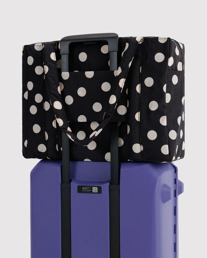 BAGGU Small Cloud Carry On, Black &amp; Cream Polka Dot