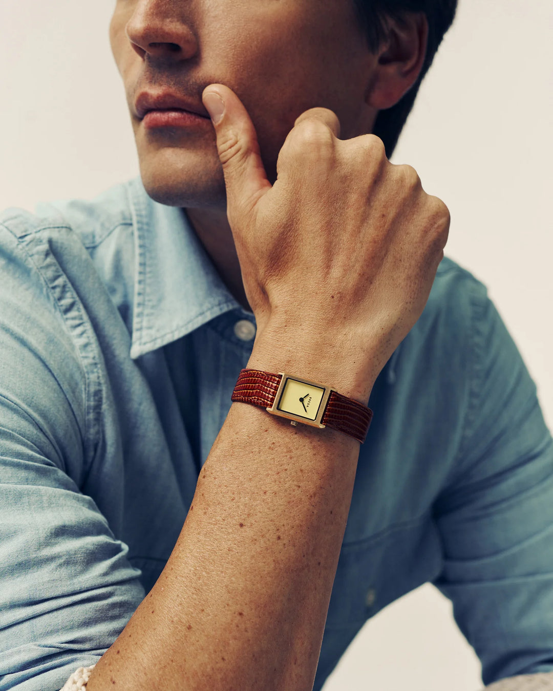 Breda - Virgil Watch, Gold/Cream (Lizard Embossed)