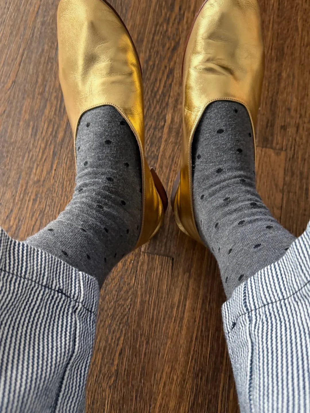 Sneaker Socks, Charcoal Polkadot