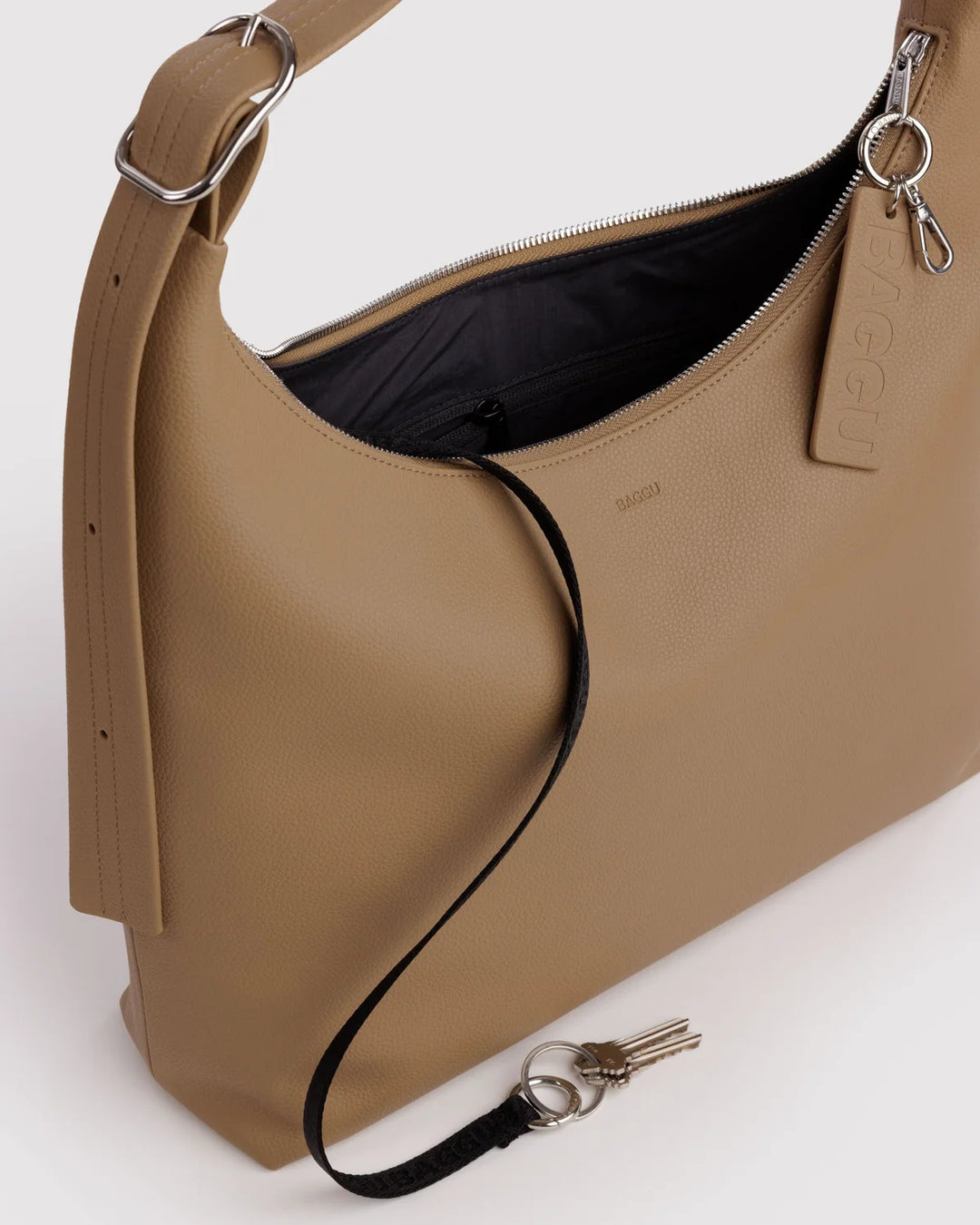 BAGGU Recycled Leather Shoulder Bag, Dune