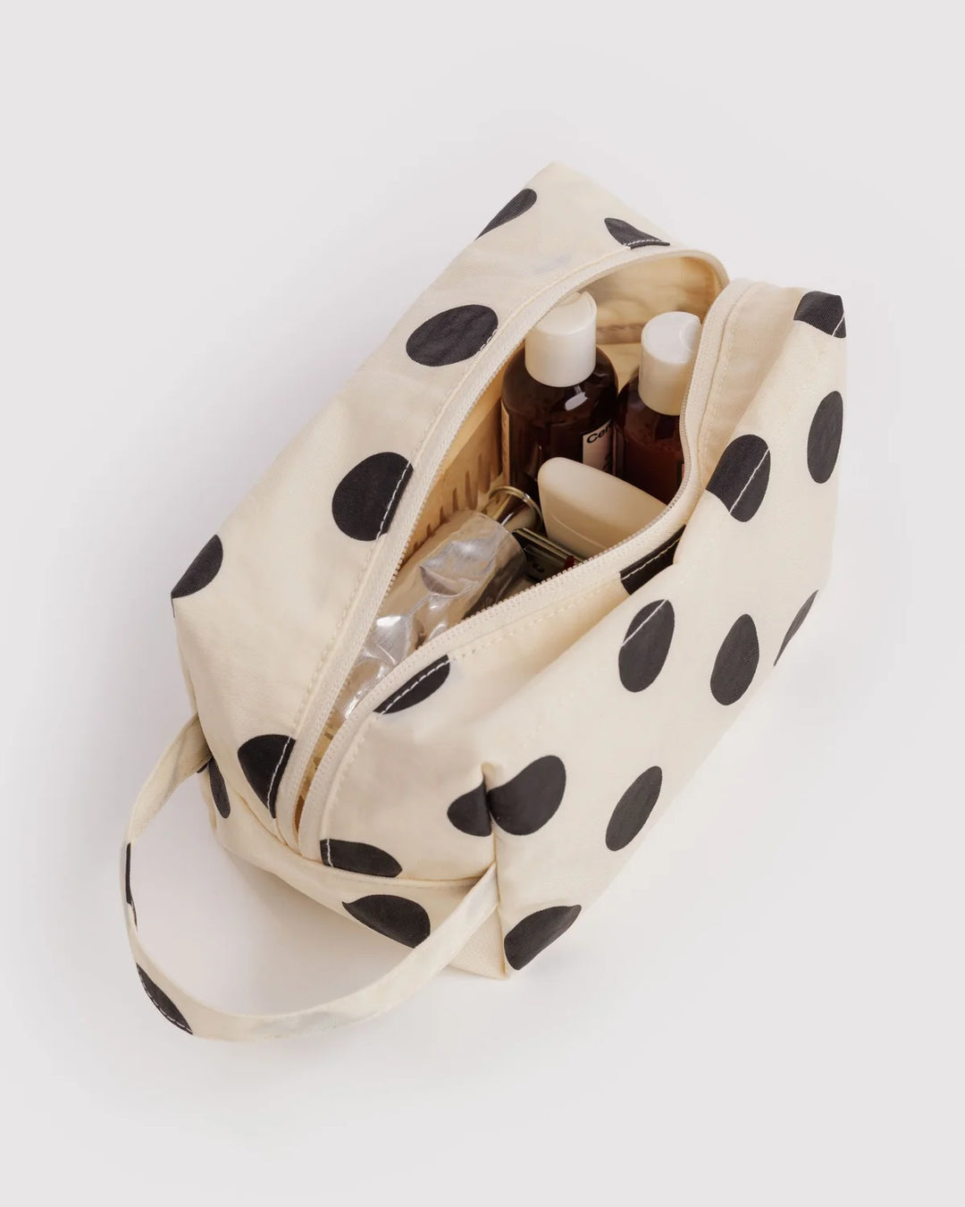 BAGGU Cosmetic Bag, Cream &amp; Black Polka Dots