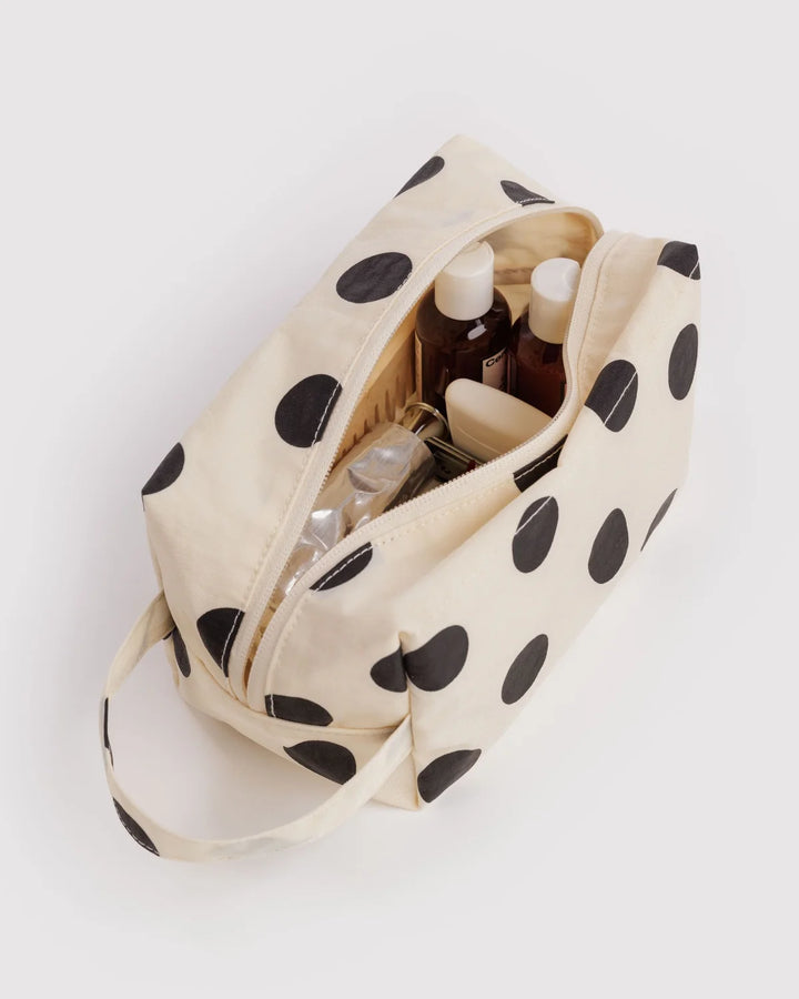 BAGGU Cosmetic Bag, Cream &amp; Black Polka Dots