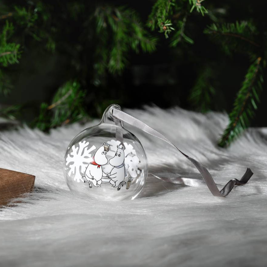 Moomin Snowflake Glass Decoration Ball, 7cm