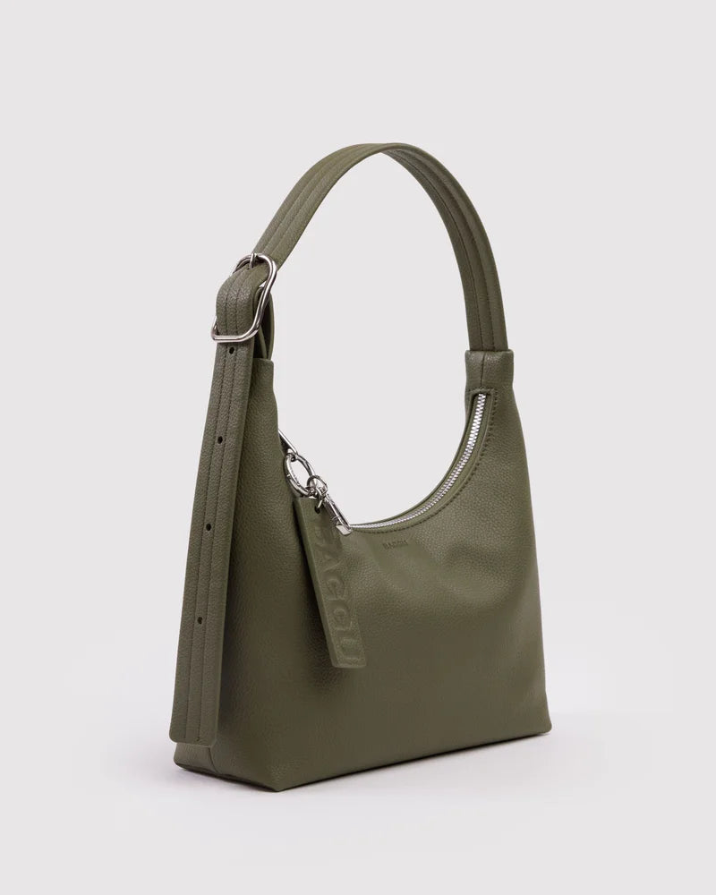 BAGGU Small Recycled Leather Shoulder Bag, Loden