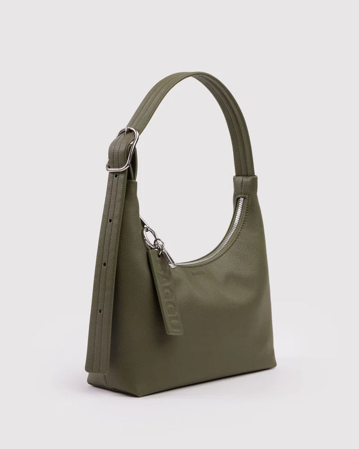 BAGGU Small Recycled Leather Shoulder Bag, Loden
