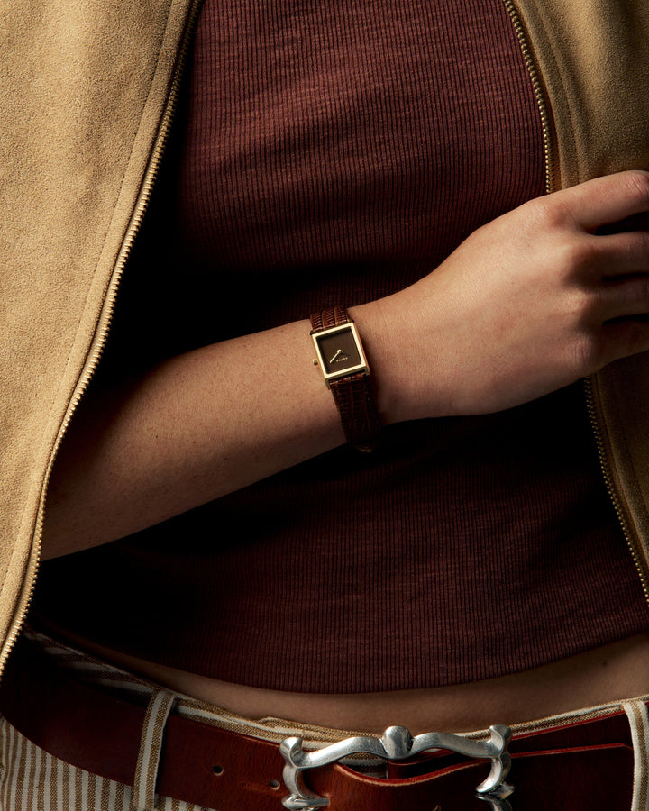 Breda - Virgil Watch, Gold/Brown (Lizard Embossed)