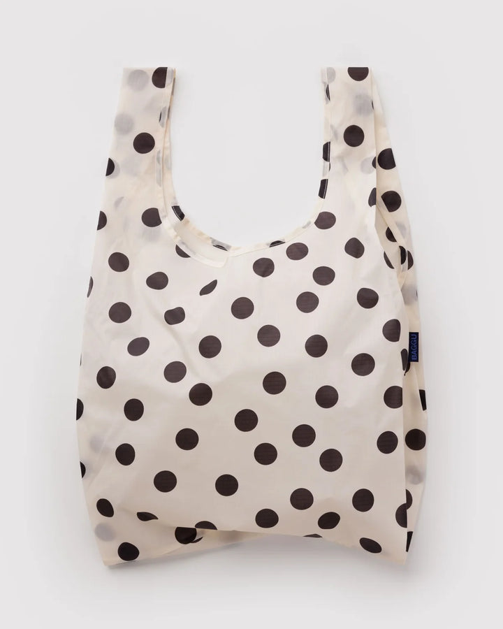 BAGGU Reusable Bag, Cream &amp; Black Polka Dot