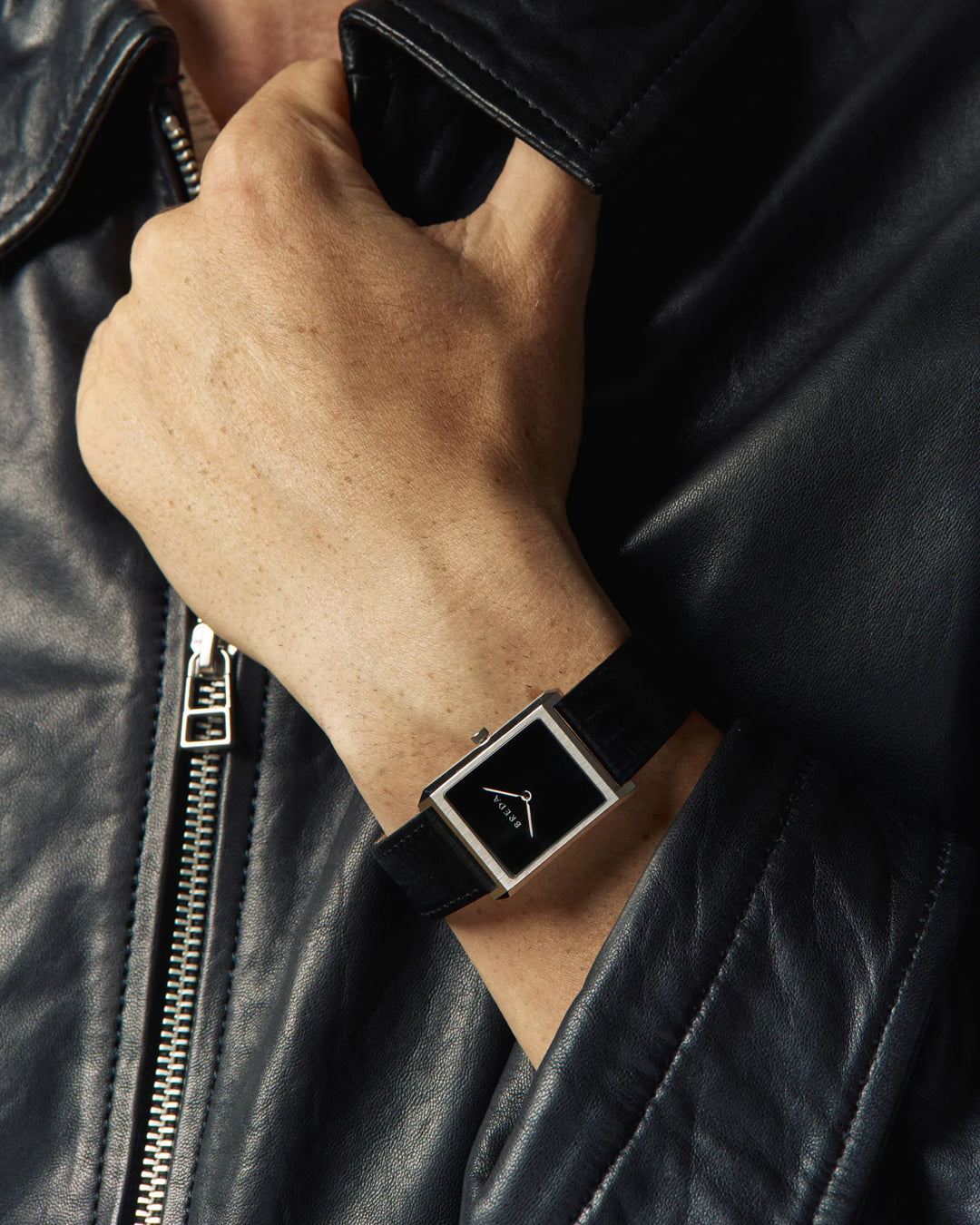 Breda - Virgil Watch, Black/Silver (Lizard Embossed)