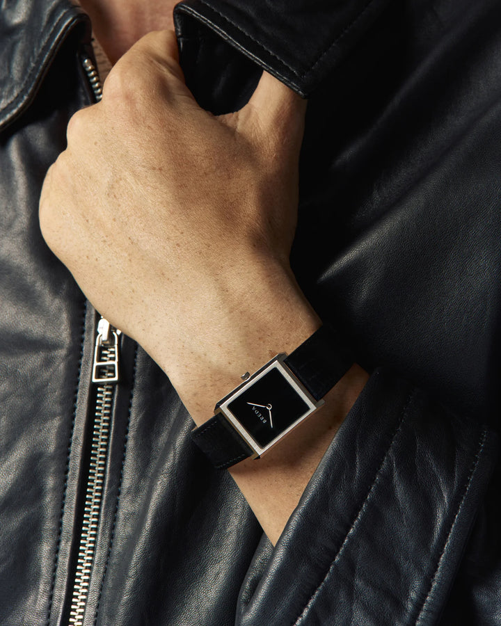 Breda - Virgil Watch, Black/Silver (Lizard Embossed)
