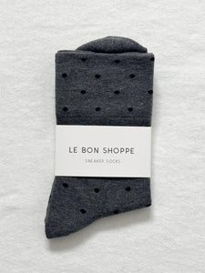 Sneaker Socks, Charcoal Polkadot