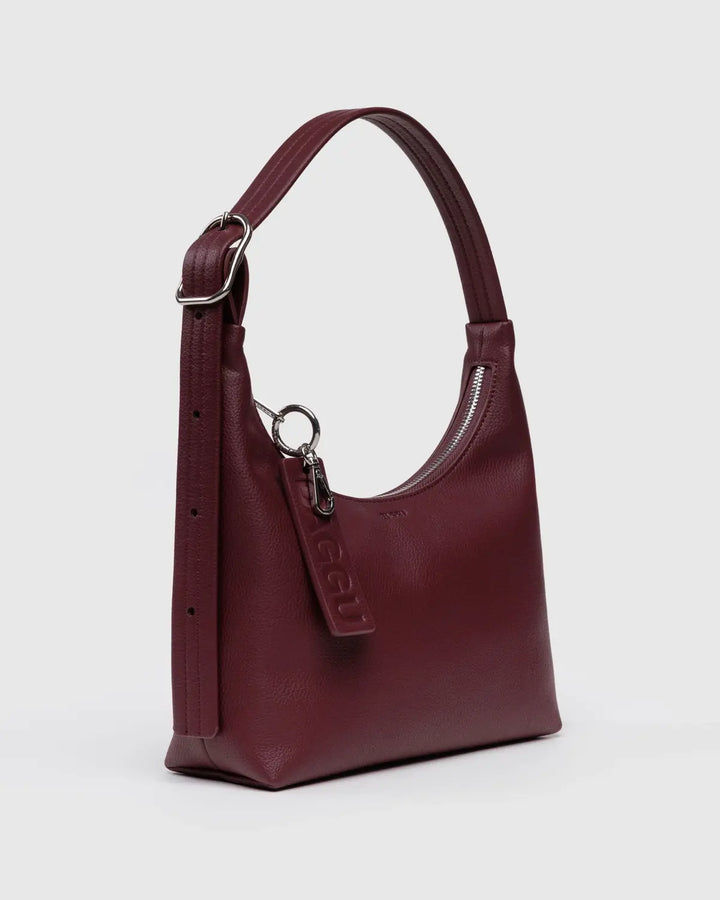 BAGGU Small Recycled Leather Shoulder Bag, Mahogany