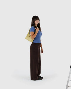BAGGU Mini Recycled Leather Bag, Straw
