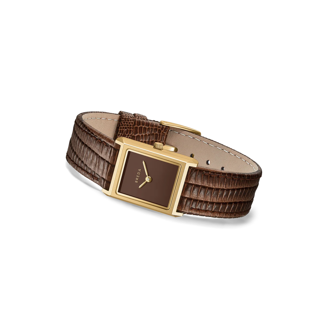 Breda - Virgil Watch, Gold/Brown (Lizard Embossed)