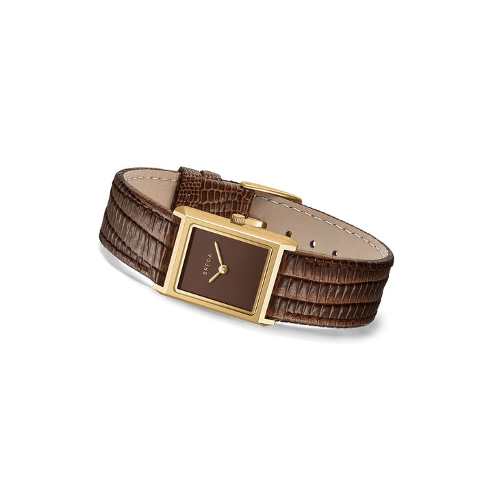 Breda - Virgil Watch, Gold/Brown (Lizard Embossed)