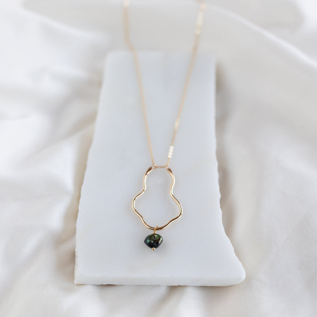 Keeper Necklace, Dark Green Pearl