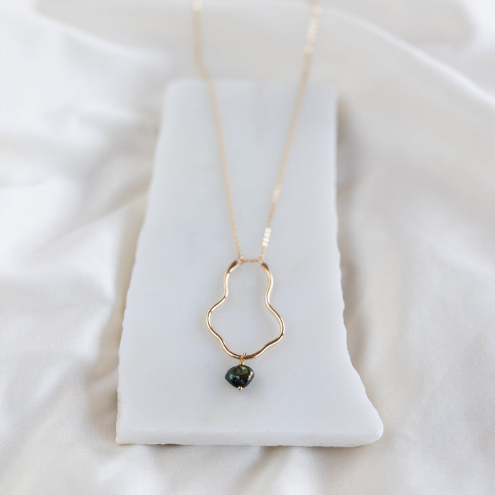 Keeper Necklace, Dark Green Pearl