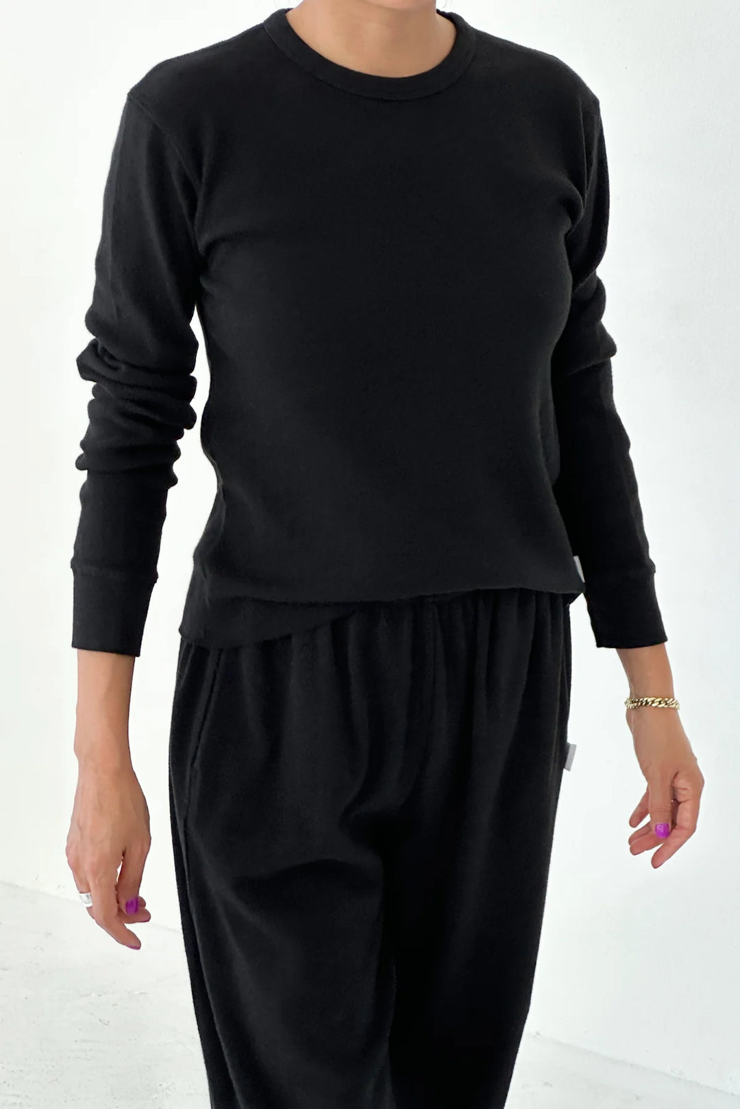 Pointelle Fundamental Tee, Black