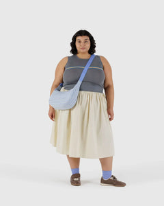 BAGGU Crescent Bag, Light Blue Gingham