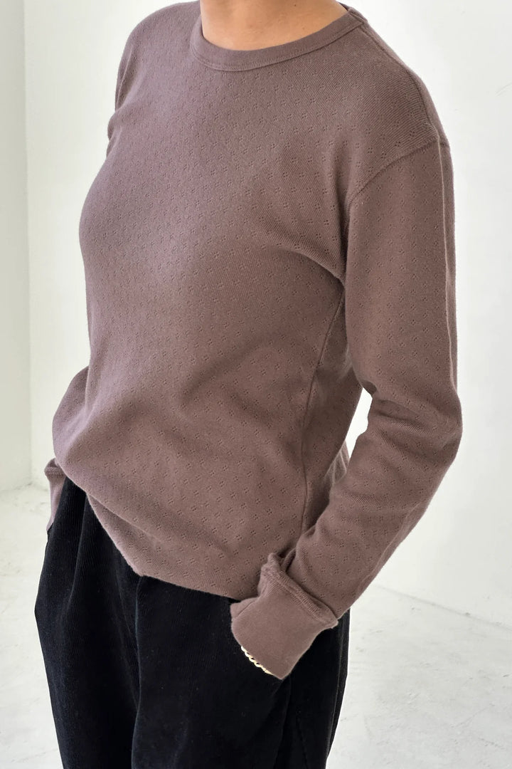 Pointelle Fundamental Tee, Chocolate