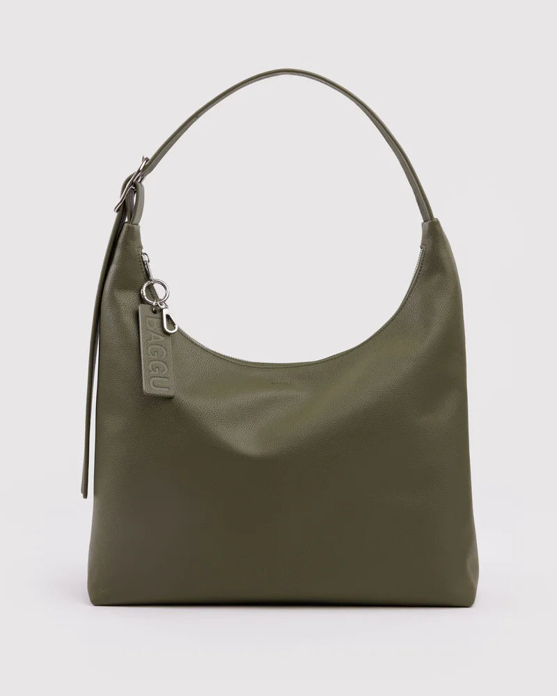 BAGGU Recycled Leather Shoulder Bag, Loden