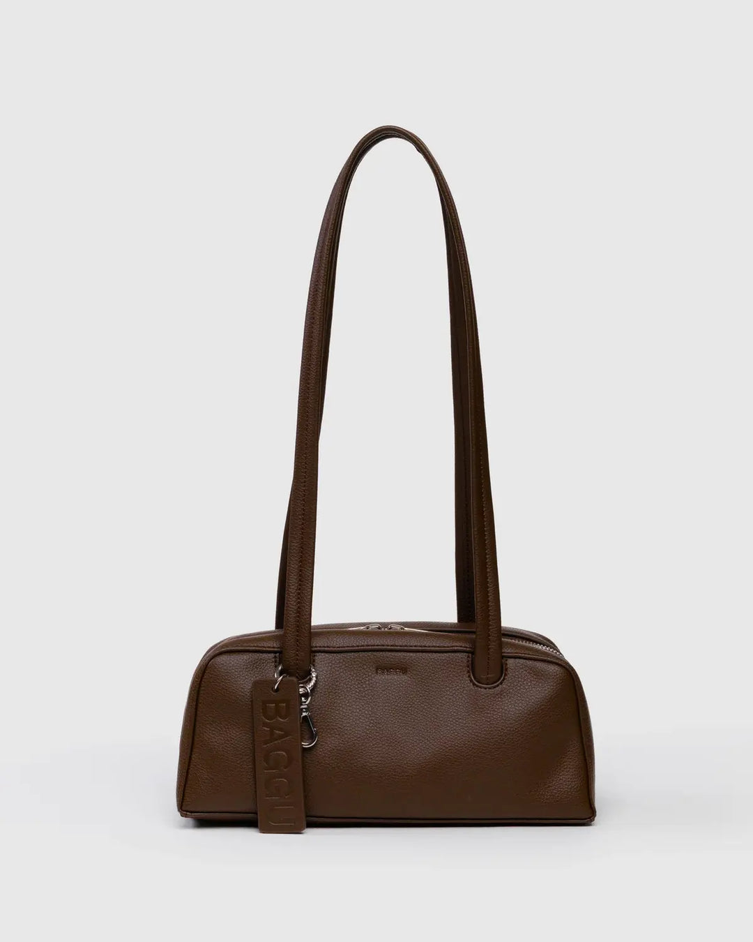 BAGGU Small Recycled Leather Bowler Bag, Brown