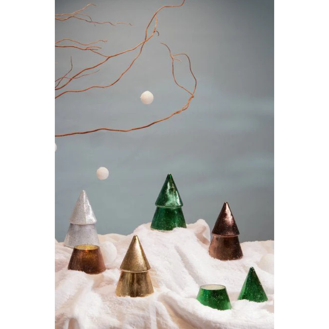 Green Stacked Tree Candle, Cypress &amp; Fir