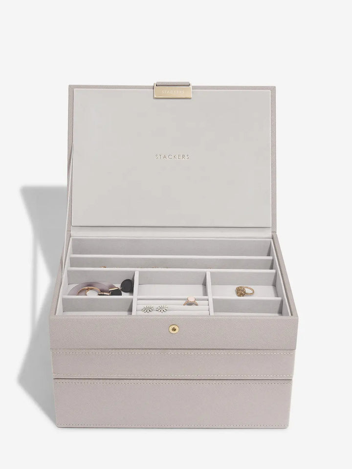 Classic Taupe Raffia Jewellery Box, Set of 3