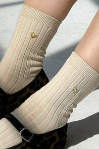 Le Bon Shoppe Her Socks Porcelain + Gold Heart