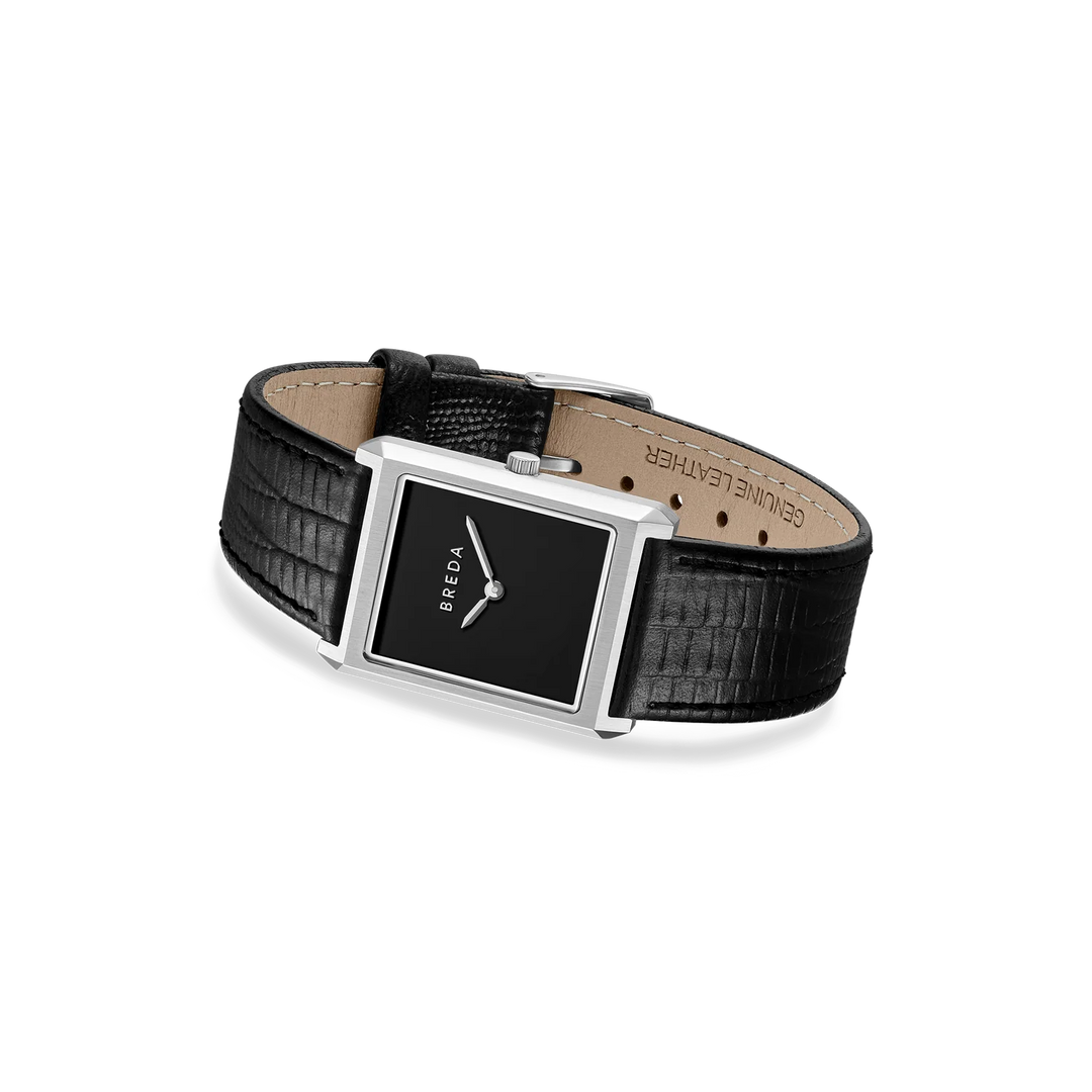 Breda - Virgil Watch, Black/Silver (Lizard Embossed)
