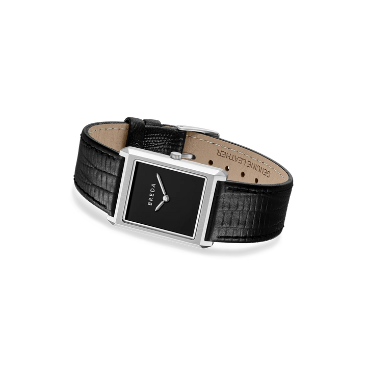 Breda - Virgil Watch, Black/Silver (Lizard Embossed)
