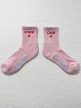 Load image into Gallery viewer, Embroidered Crew Socks, Strawberry Milk