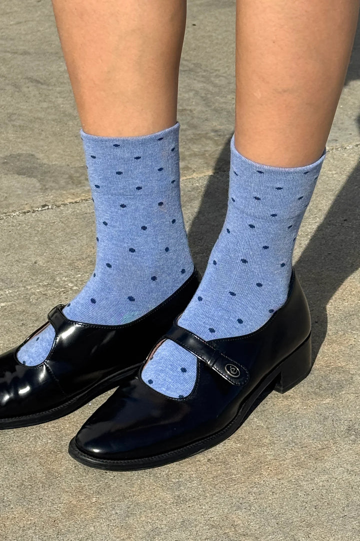 Polka Dot Sneaker Socks, Blue/Navy