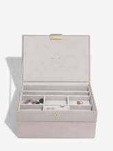 Load image into Gallery viewer, Classic Taupe Raffia Jewellery Box, Set of 2