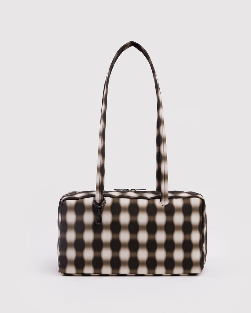 BAGGU Bowler Bag, Blurred Gingham Brown