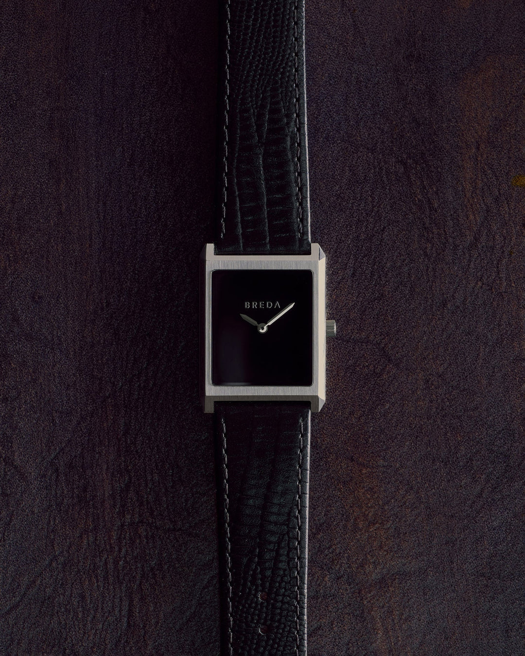 Breda - Virgil Watch, Black/Silver (Lizard Embossed)