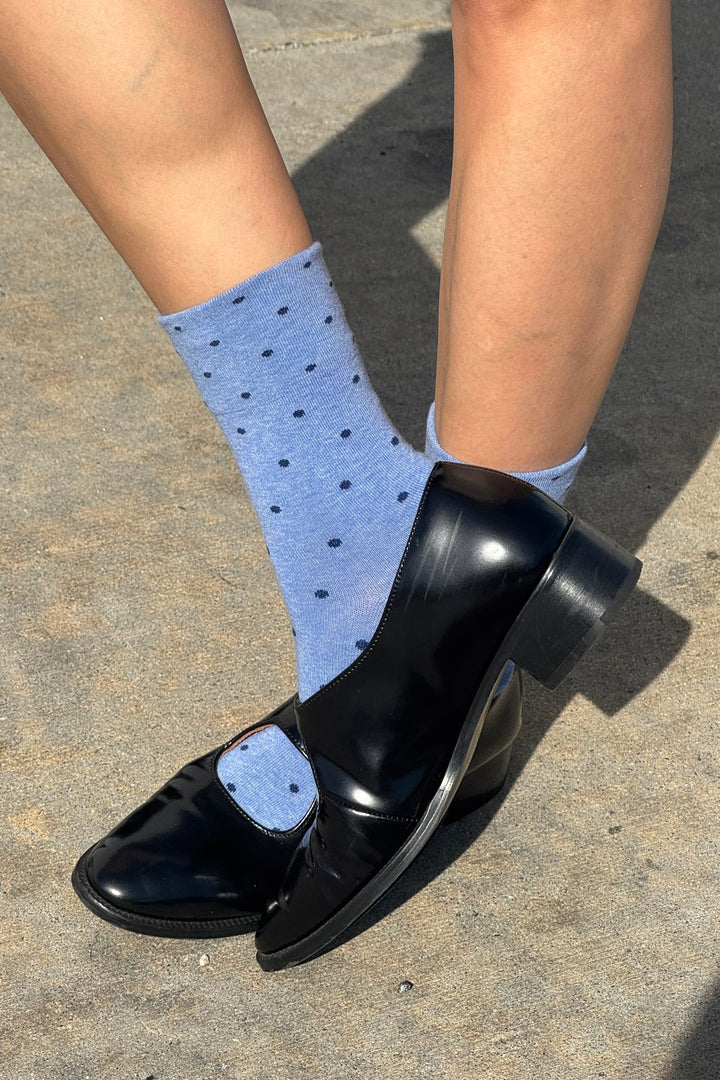 Polka Dot Sneaker Socks, Blue/Navy