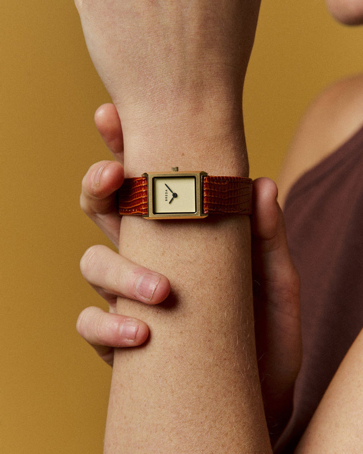 Breda - Virgil Watch, Gold/Cream (Lizard Embossed)