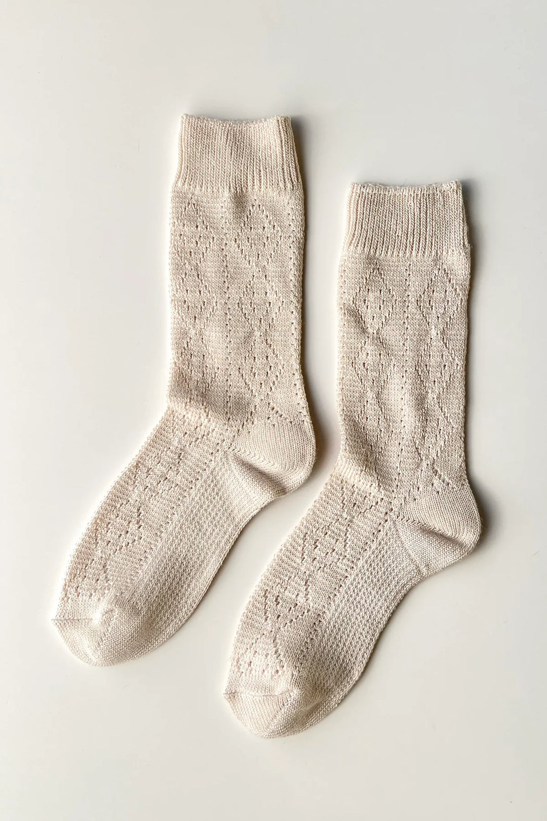 Modal Eyelet Socks, Oyster