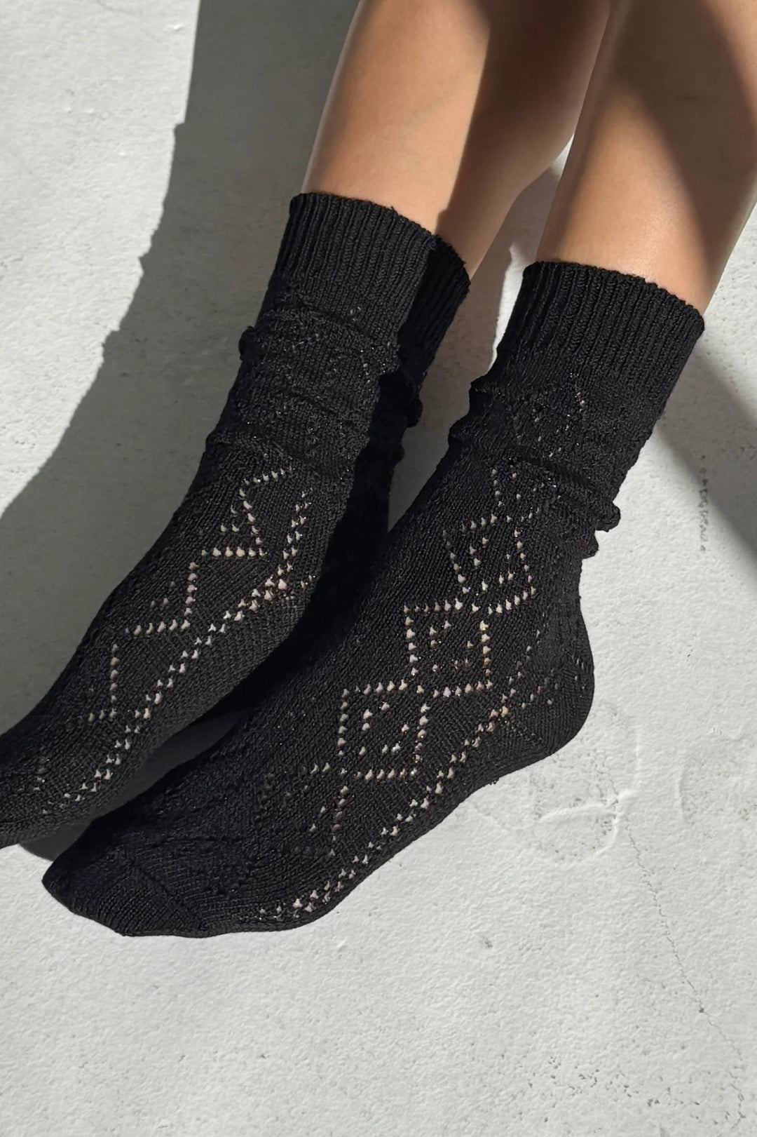 Modal Eyelet Socks, Jet Black