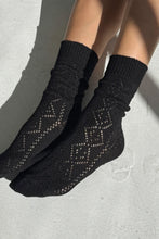 Load image into Gallery viewer, Modal Eyelet Socks, Jet Black