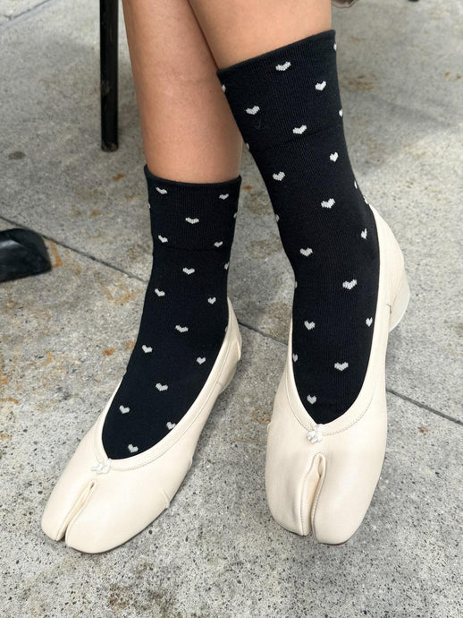 Sneaker Socks, Heart Black/Cream