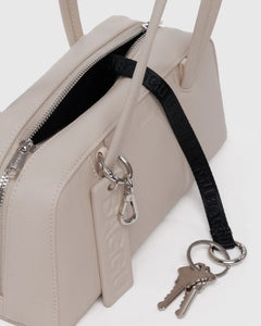 BAGGU Small Recycled Leather Bowler Bag, Stone