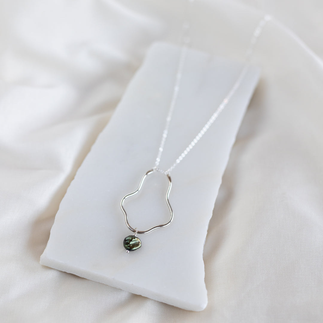 Keeper Necklace, Dark Green Pearl