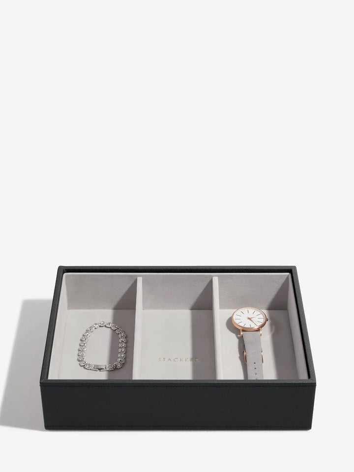 Classic Black Raffia Jewellery Box, Set of 2