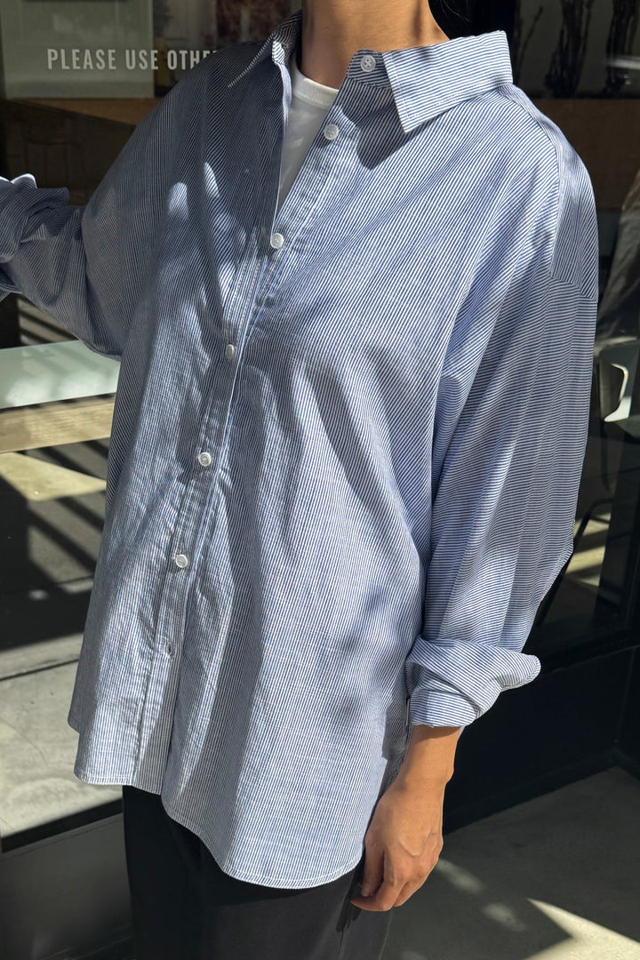 Light Weight Owen Shirt, Blue Pinstripe