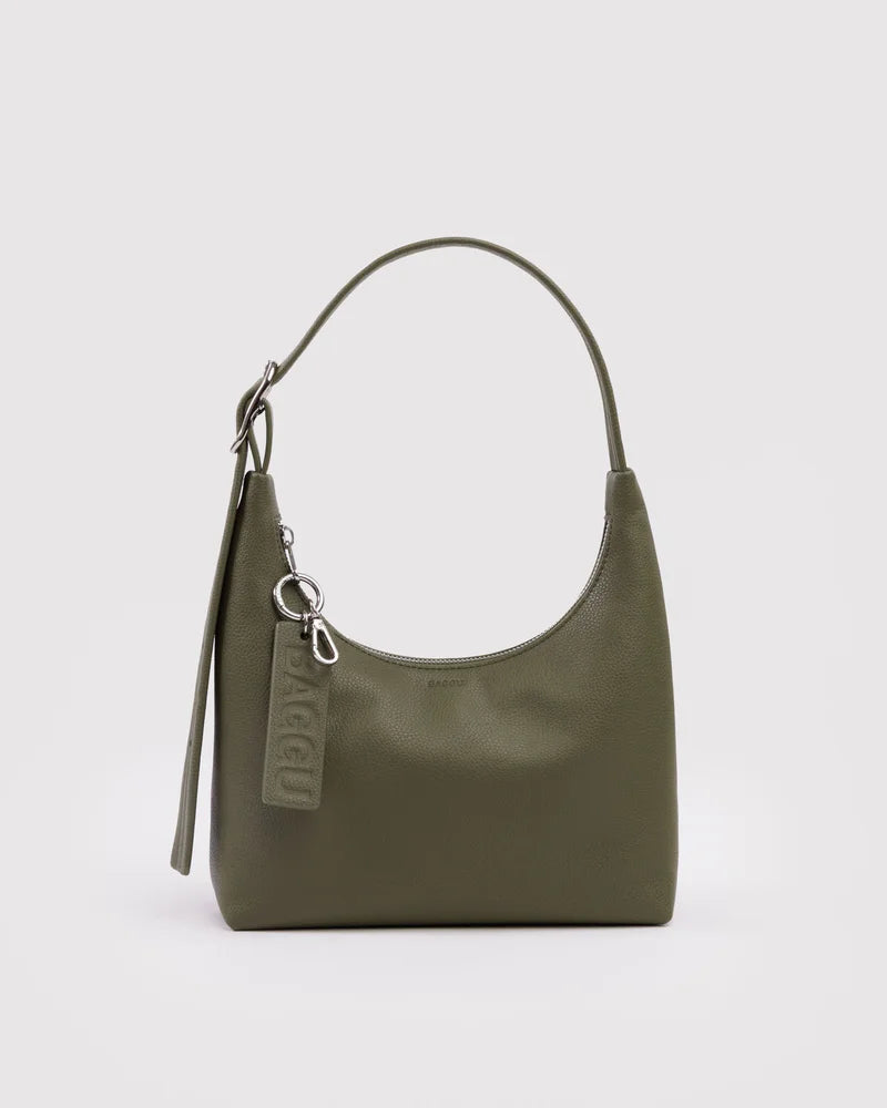 BAGGU Small Recycled Leather Shoulder Bag, Loden