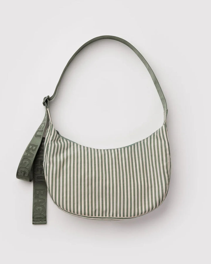 BAGGU Crescent Bag, Sage Stripe
